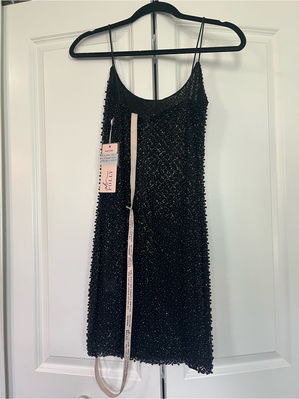 Oh Polly Black Beaded Dress- NWT - Picture 1 of 10